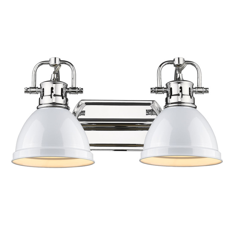 Golden - 3602-BA2 CH-WH - Two Light Bath Vanity - Duncan - Chrome
