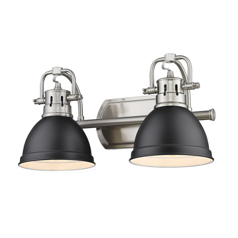 Golden - 3602-BA2 PW-BLK - Two Light Bath Vanity - Duncan - Pewter