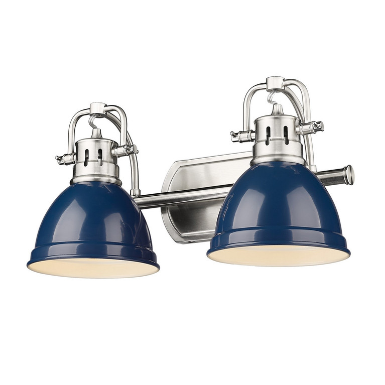 Golden - 3602-BA2 PW-NVY - Two Light Bath Vanity - Duncan - Pewter