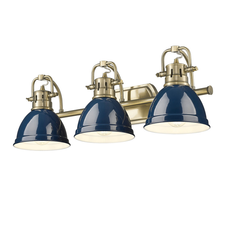 Golden - 3602-BA3 AB-NVY - Three Light Vanity - Duncan BCB - Aged Brass