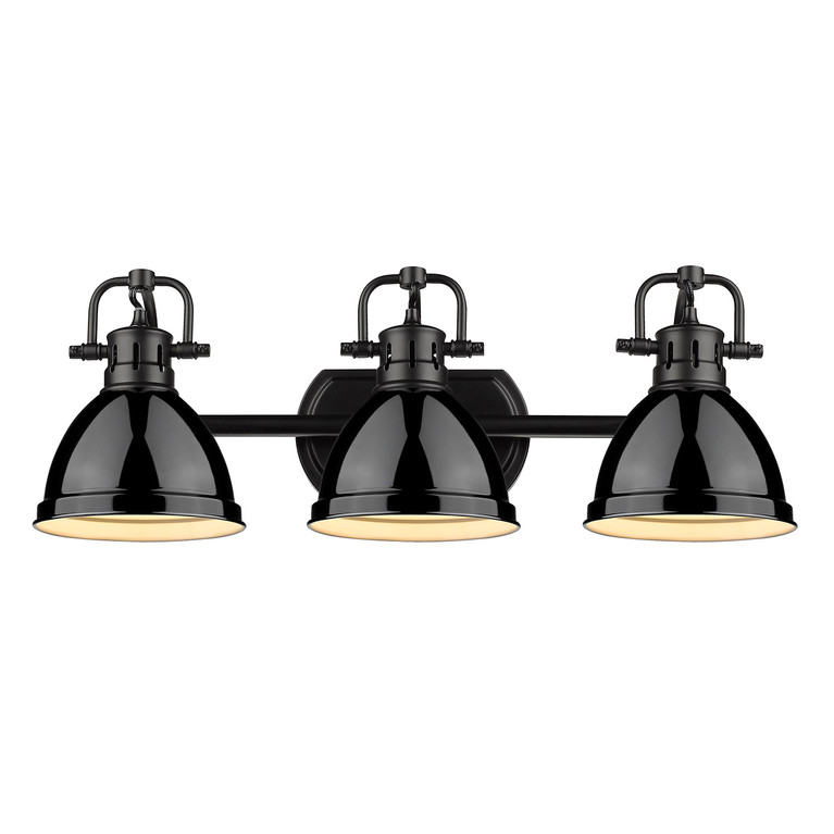 Golden - 3602-BA3 BLK-BK - Three Light Bath Vanity - Duncan BCB - Matte Black