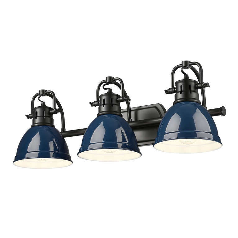 Golden - 3602-BA3 BLK-NVY - Three Light Vanity - Duncan BCB - Matte Black