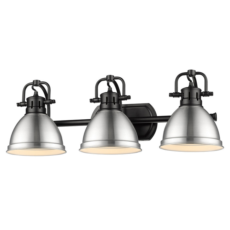 Golden - 3602-BA3 BLK-PW - Three Light Bath Vanity - Duncan BCB - Matte Black