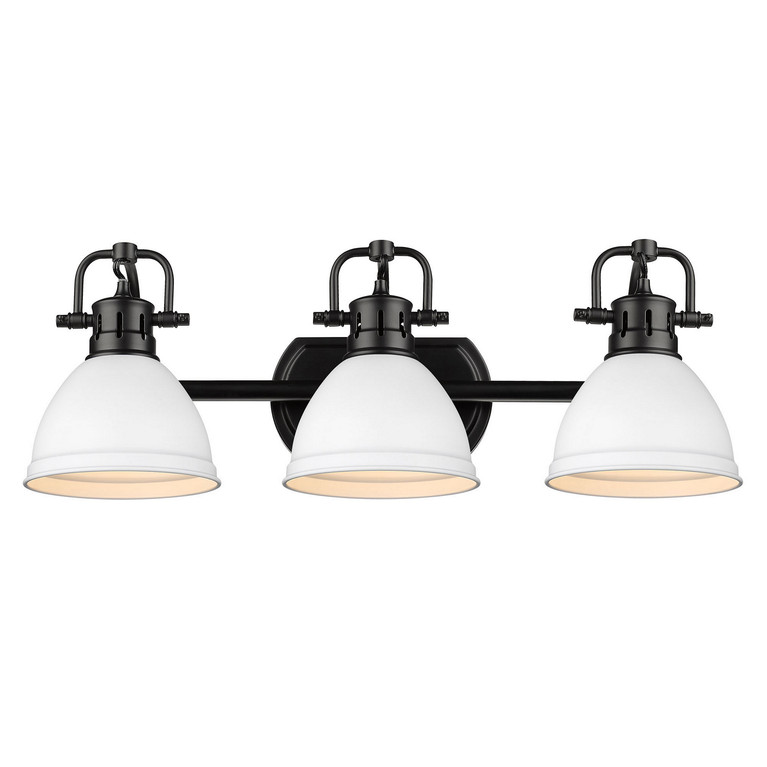 Golden - 3602-BA3 BLK-WHT - Three Light Bath Vanity - Duncan BCB - Matte Black