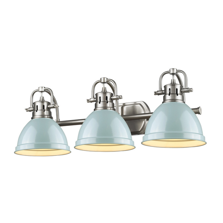 Golden - 3602-BA3 PW-SF - Three Light Bath Vanity - Duncan BCB - Pewter