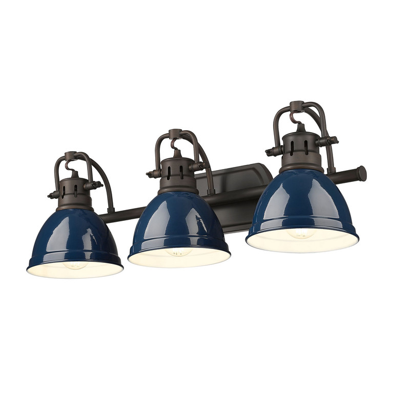Golden - 3602-BA3 RBZ-NVY - Three Light Vanity - Duncan BCB - Rubbed Bronze