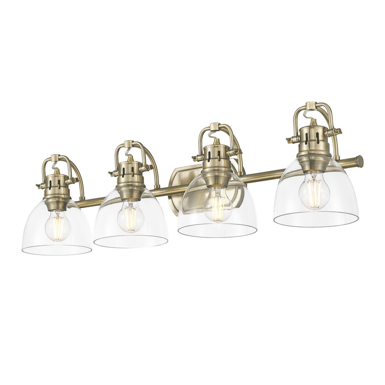 Golden - 3602-BA4 AB-CLR - Four Light Vanity - Duncan - Aged Brass