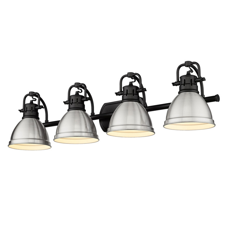 Golden - 3602-BA4 BLK-PW - Four Light Bath Vanity - Duncan - Matte Black