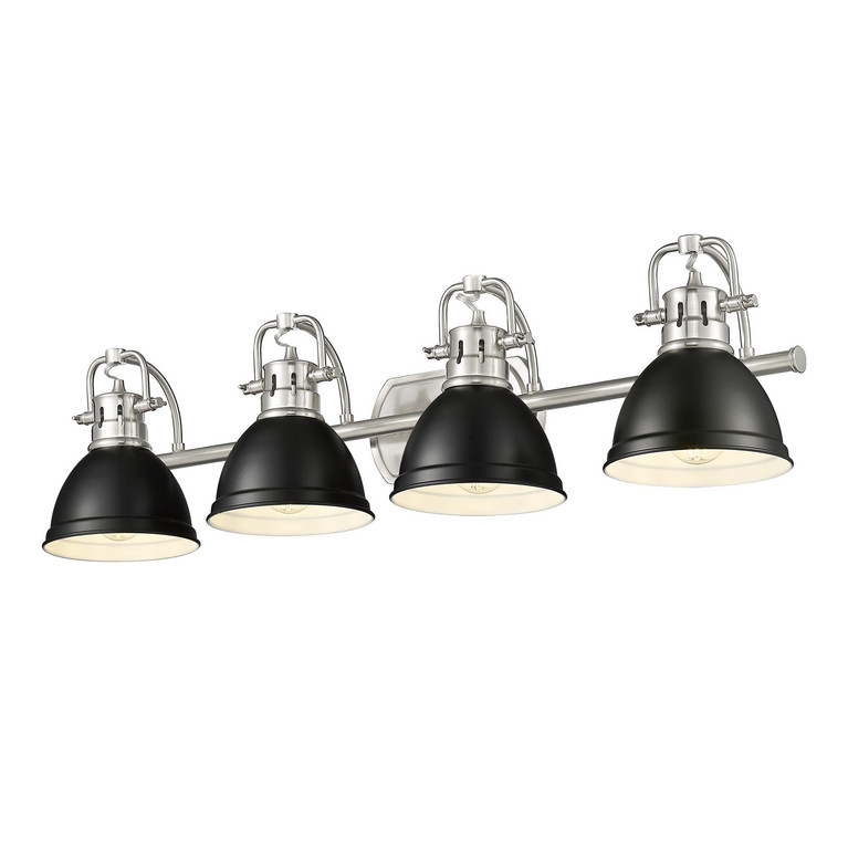 Golden - 3602-BA4 PW-BLK - Four Light Vanity - Duncan - Pewter