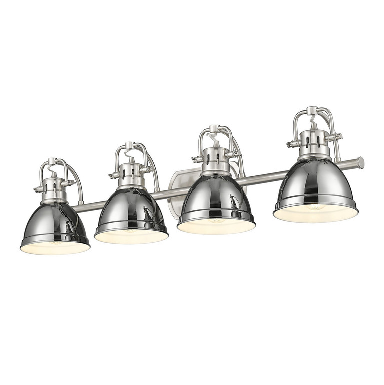 Golden - 3602-BA4 PW-CH - Four Light Vanity - Duncan - Pewter