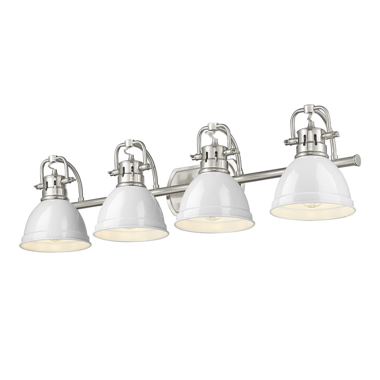 Golden - 3602-BA4 PW-WH - Four Light Vanity - Duncan - Pewter