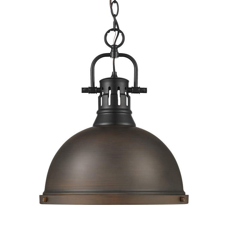 Golden - 3602-L BLK-RBZ - One Light Pendant - Duncan - Matte Black