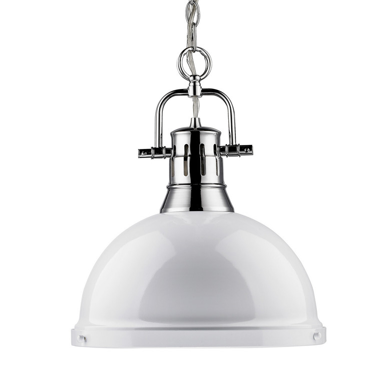 Golden - 3602-L CH-WH - One Light Pendant - Duncan - Chrome