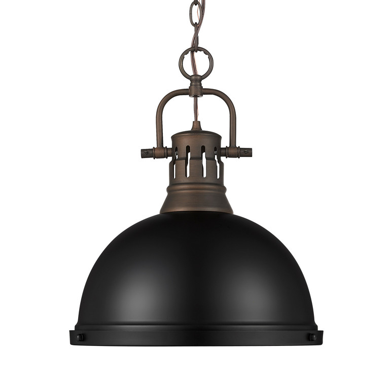 Golden - 3602-L RBZ-BLK - One Light Pendant - Duncan - Rubbed Bronze