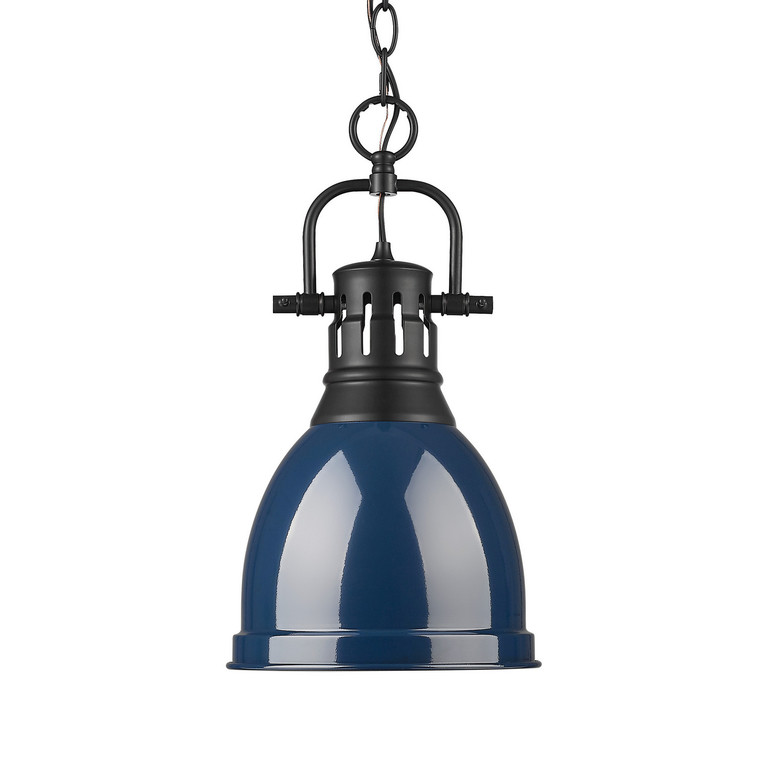 Golden - 3602-S BLK-NVY - One Light Pendant - Duncan - Matte Black