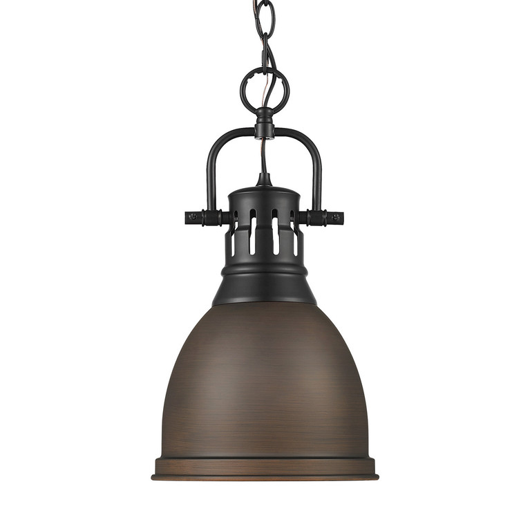 Golden - 3602-S BLK-RBZ - One Light Pendant - Duncan - Matte Black