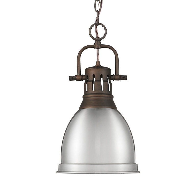 Golden - 3602-S RBZ-PW - One Light Pendant - Duncan - Rubbed Bronze