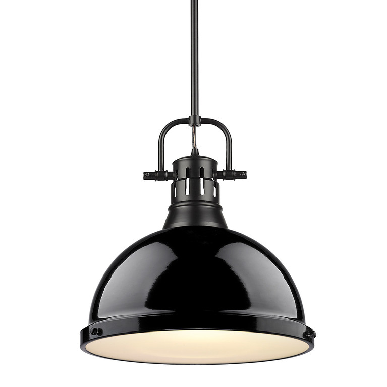 Golden - 3604-L BLK-BK - One Light Pendant - Duncan - Matte Black