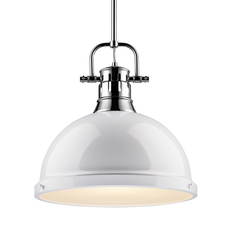 Golden - 3604-L CH-WH - One Light Pendant - Duncan - Chrome