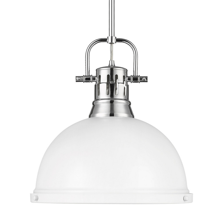 Golden - 3604-L CH-WHT - One Light Pendant - Duncan - Chrome
