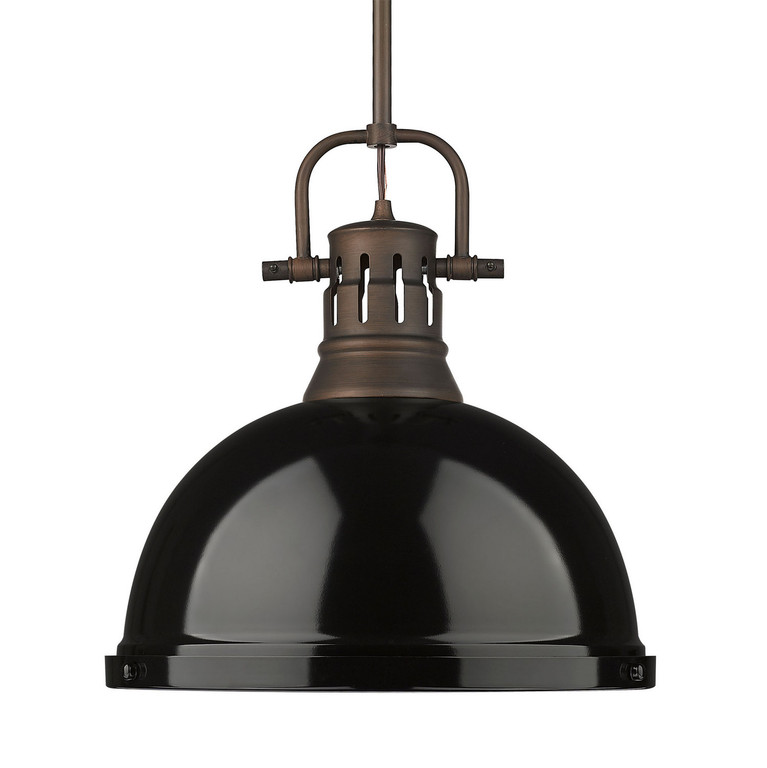 Golden - 3604-L RBZ-BK - One Light Pendant - Duncan - Rubbed Bronze