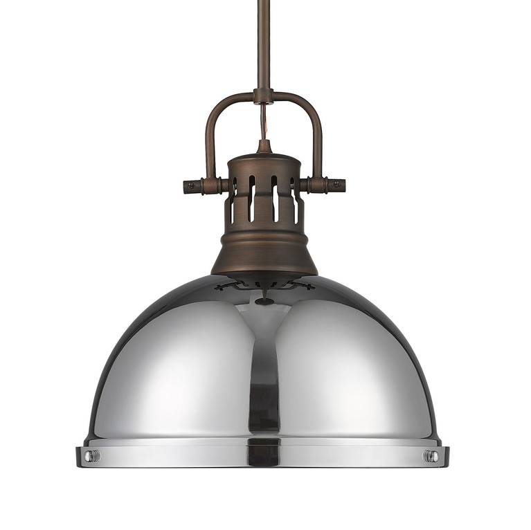 Golden - 3604-L RBZ-CH - One Light Pendant - Duncan - Rubbed Bronze