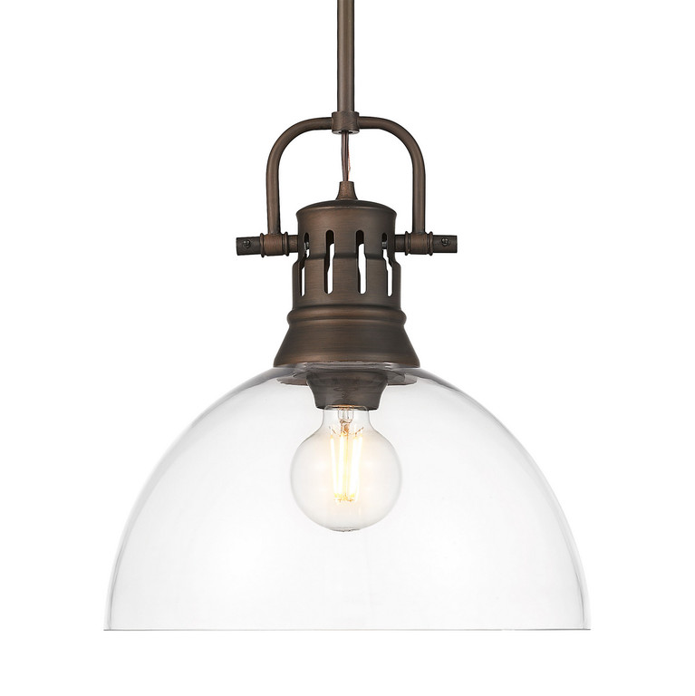 Golden - 3604-L RBZ-CLR - One Light Pendant - Duncan - Rubbed Bronze
