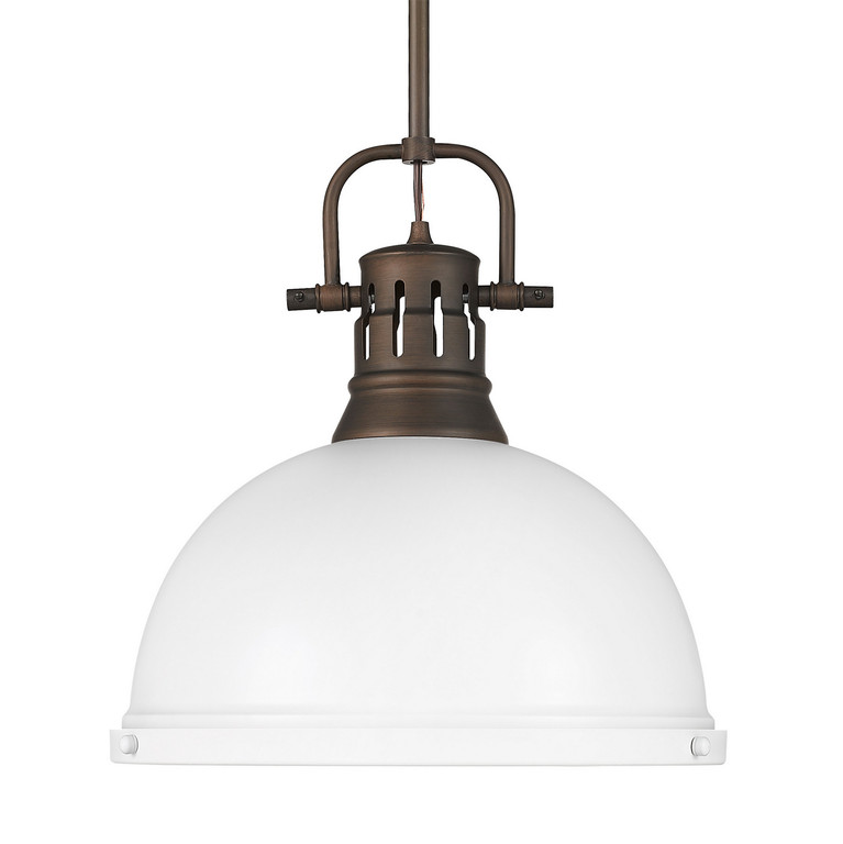 Golden - 3604-L RBZ-WHT - One Light Pendant - Duncan - Rubbed Bronze