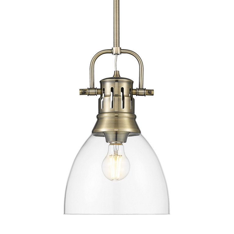 Golden - 3604-S AB-CLR - One Light Pendant - Duncan - Aged Brass