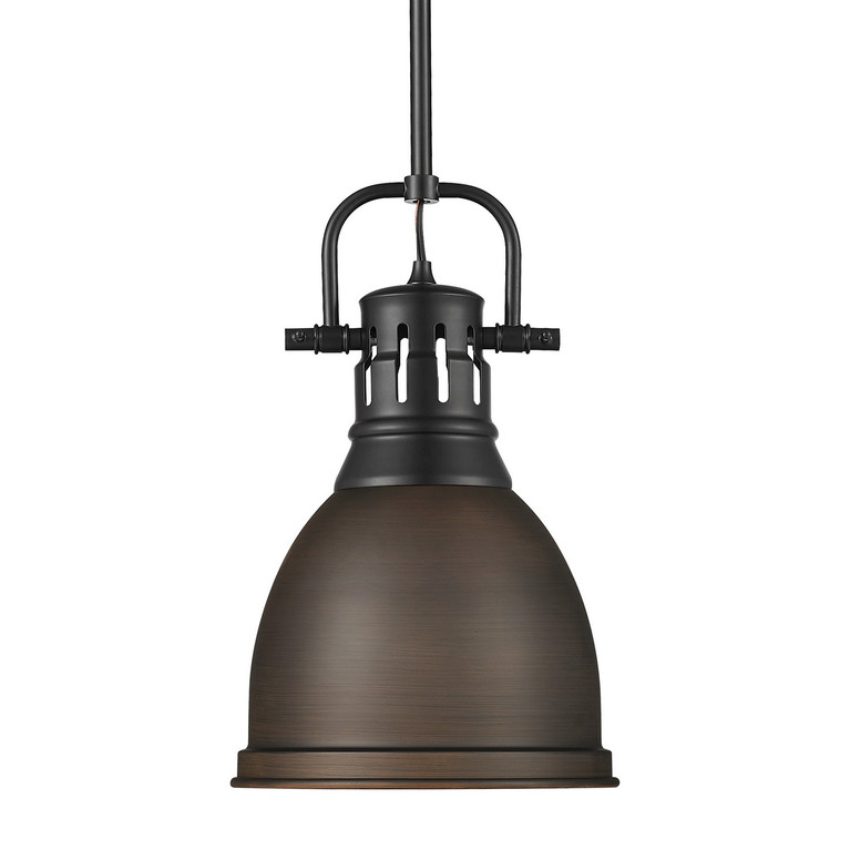 Golden - 3604-S BLK-RBZ - One Light Pendant - Duncan - Matte Black