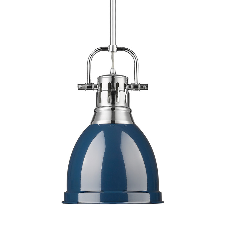 Golden - 3604-S CH-NVY - One Light Pendant - Duncan - Chrome