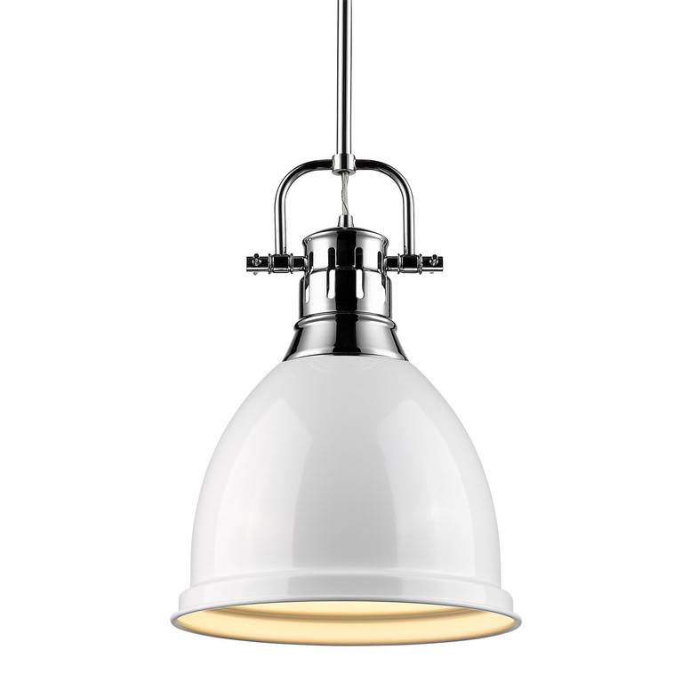 Golden - 3604-S CH-WH - One Light Pendant - Duncan - Chrome