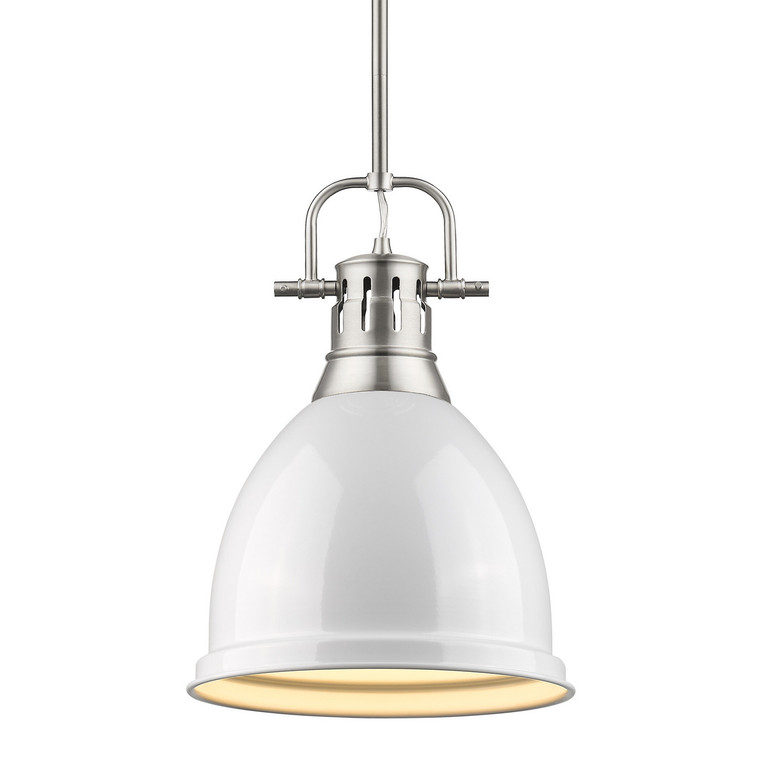 Golden - 3604-S PW-WH - One Light Pendant - Duncan - Pewter