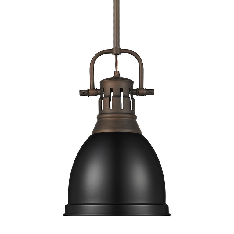 Golden - 3604-S RBZ-BLK - One Light Pendant - Duncan - Rubbed Bronze