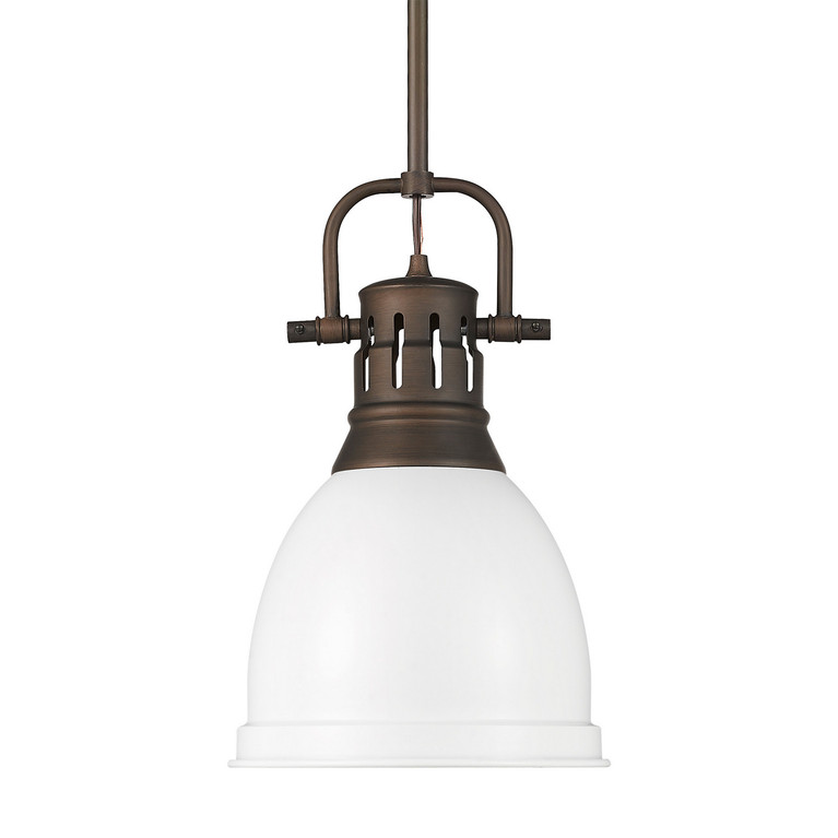 Golden - 3604-S RBZ-WHT - One Light Pendant - Duncan - Rubbed Bronze