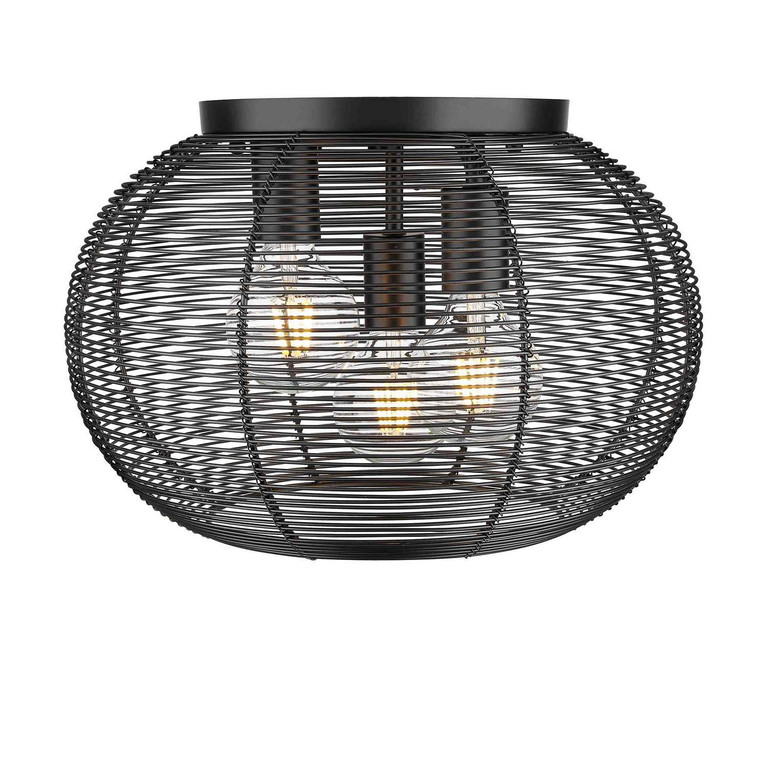 Golden - 6802-FM BLK - Three Light Flush Mount - Calypso - Matte Black