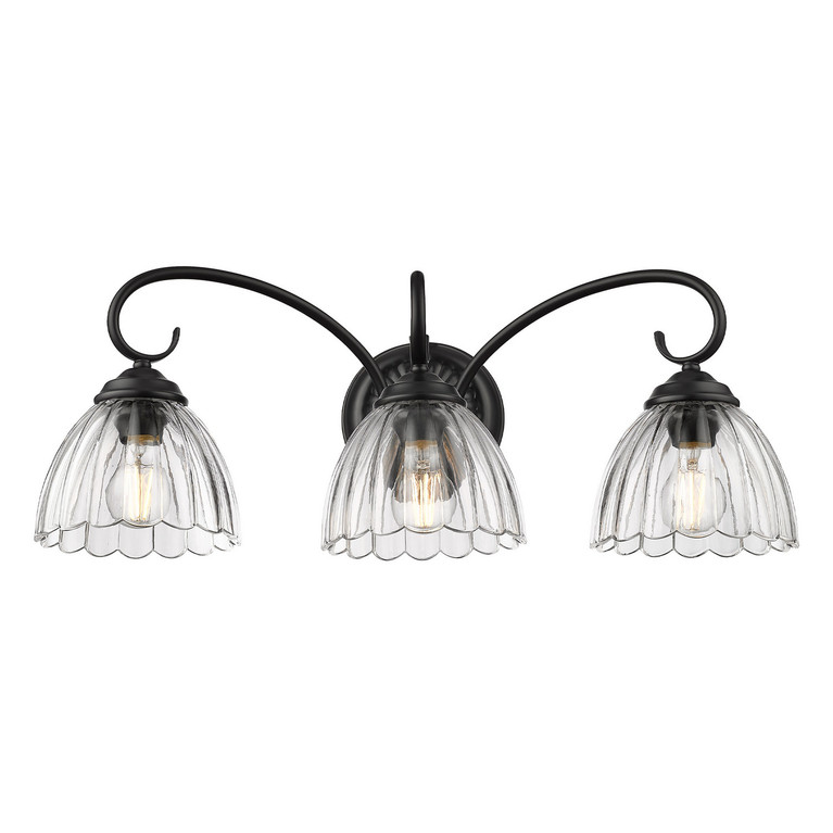 Golden - 6952-BA3 BLK-CLR - Three Light Vanity - Audra - Matte Black