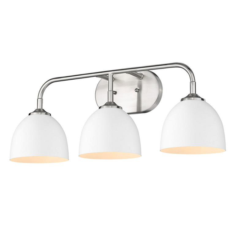 Golden - 6956-BA3 PW-WHT - Three Light Bath Vanity - Zoey - Pewter