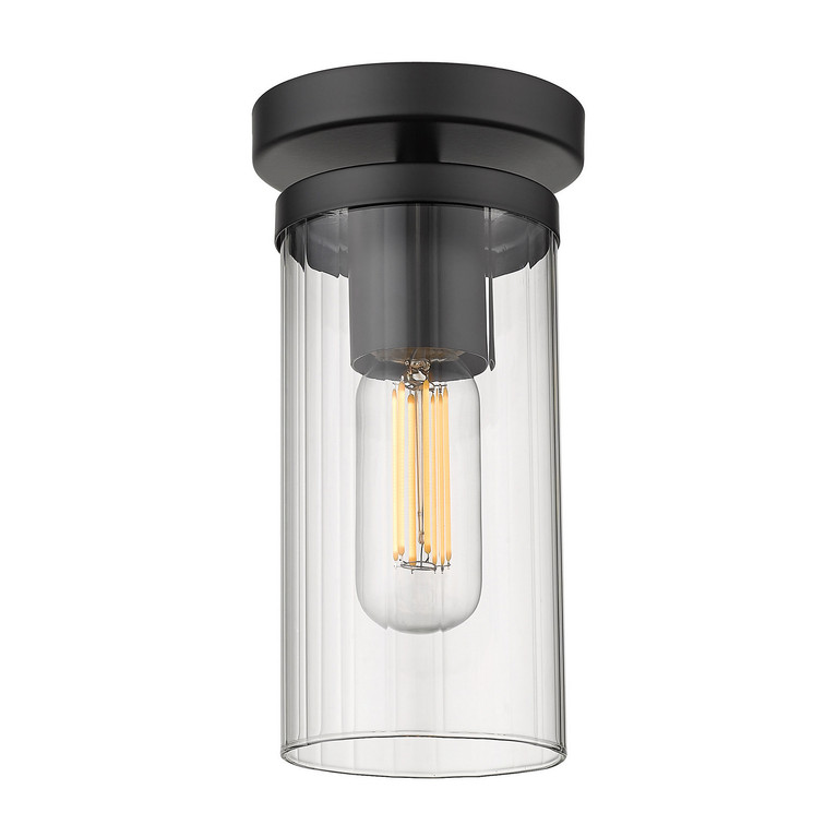 Golden - 7011-SF BLK-CLR - One Light Semi-Flush Mount - Winslett - Matte Black