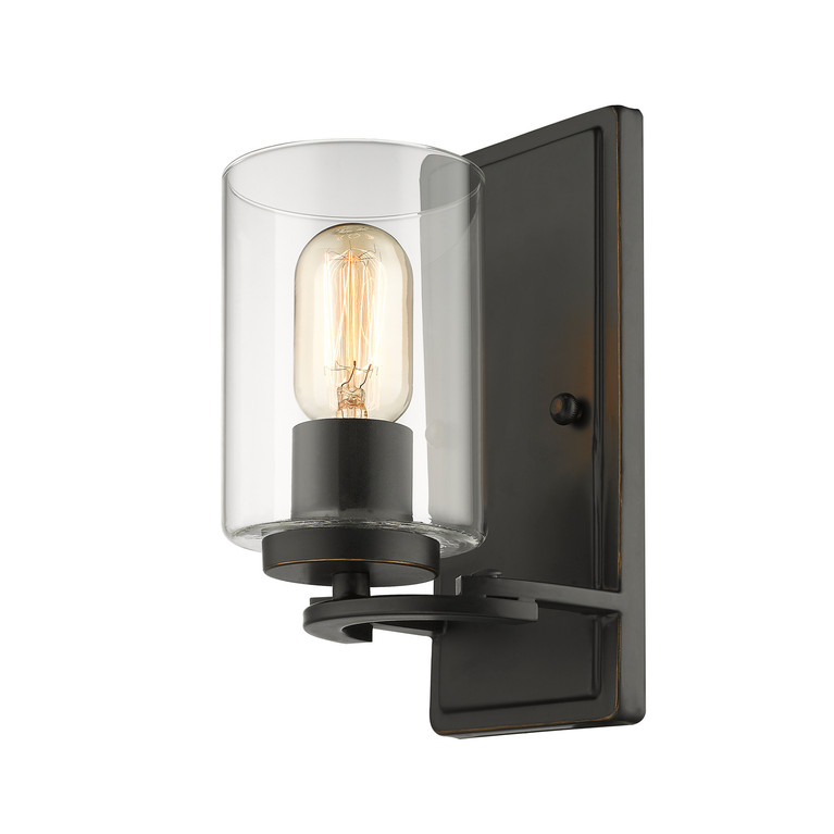 Golden - 7041-1W BLK-CLR - One Light Wall Sconce - Monroe - Matte Black