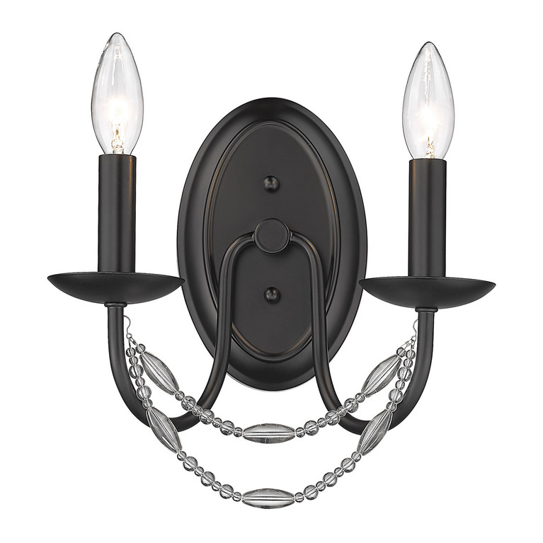 Golden - 7644-2W BLK - Two Light Wall Sconce - Mirabella - Matte Black