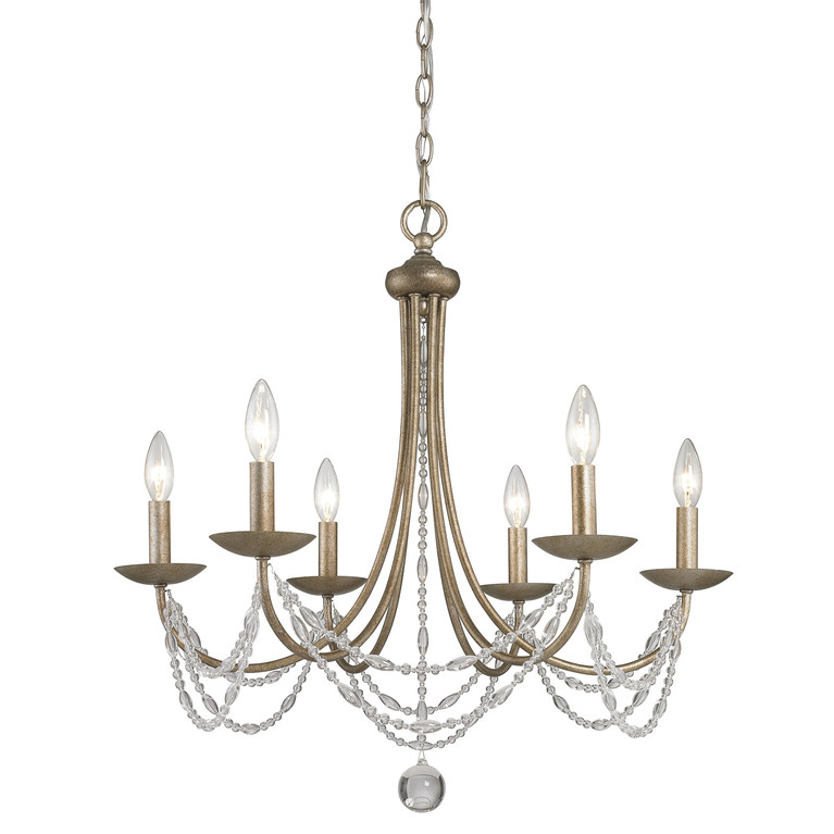 Golden - 7644-6 GA - Six Light Chandelier - Mirabella - Golden Aura