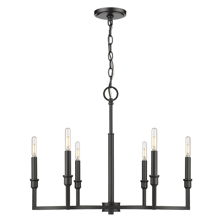 Golden - 8209-6 BLK - Six Light Chandelier - Ellyn - Matte Black