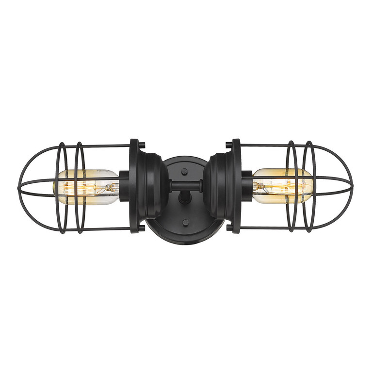 Golden - 9808-2W BLK - Two Light Wall Sconce - Seaport - Matte Black