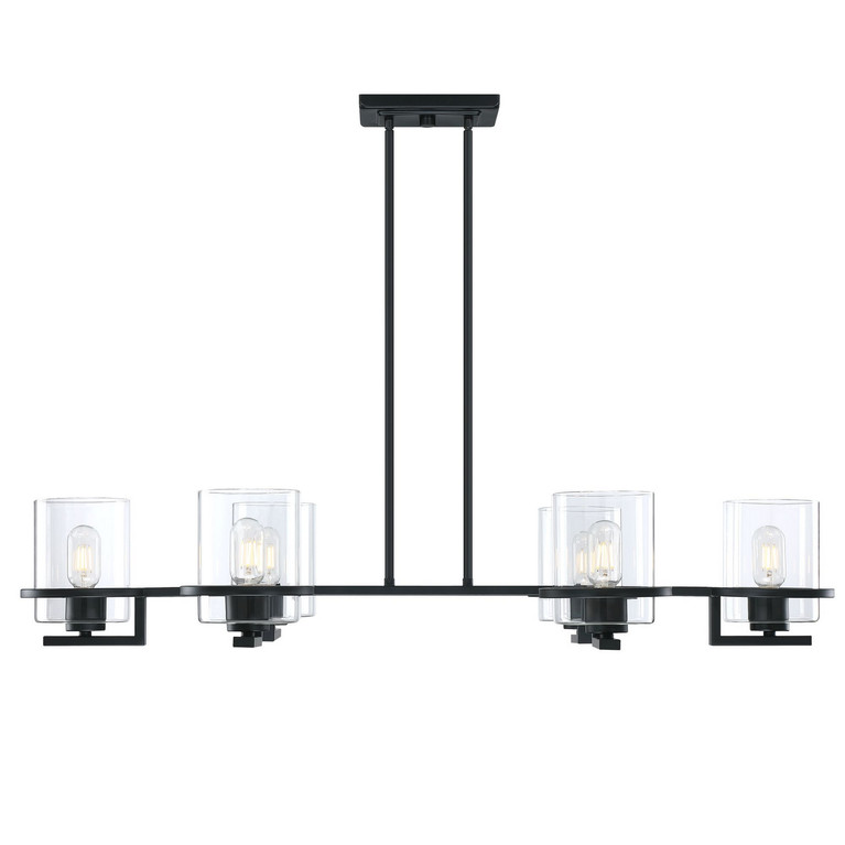 Forte - 2404-06-04 - Six Light Chandelier - Halo - Black