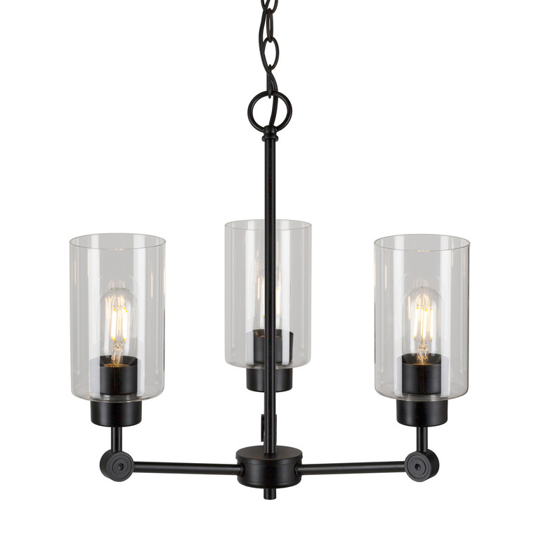 Forte - 2614-03-04 - Three Light Chandelier - Jayden - Black