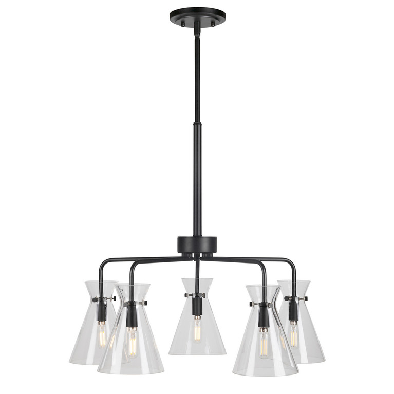 Forte - 2733-05-04 - Five Light Chandelier - Beaker - Black