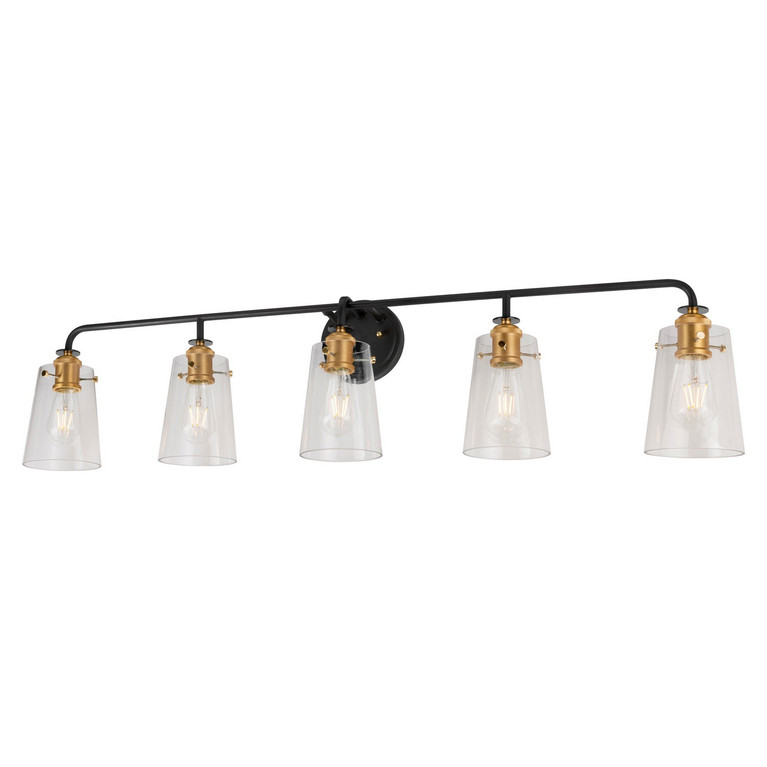 Forte - 5118-05-62 - Five Light Bath Bar - Ronna - Black and Soft Gold