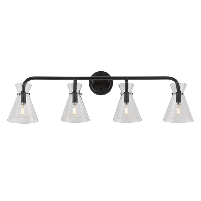 Forte - 5733-04-04 - Four Light Bath Vanity Light - Beaker - Black