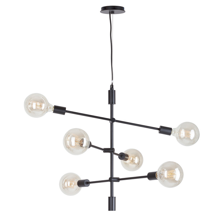 Forte - 7117-06-04 - Six Light Chandelier - Baton - Black